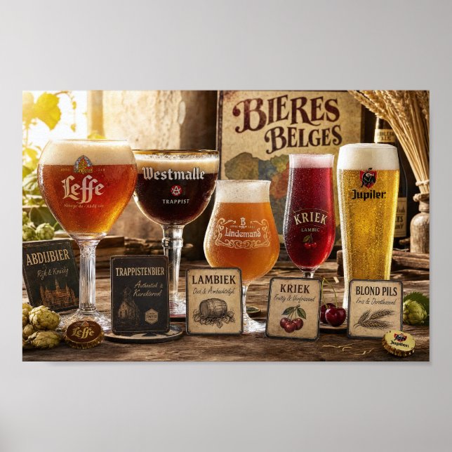 Traditions de la bière belge et affiche de dégusta (Devant)