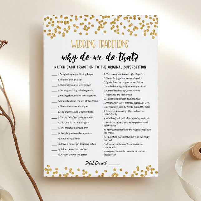 Traditions de mariage avec carte de jeu de réponse (Créateur téléchargé)