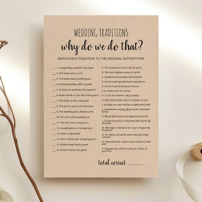 Traditions de mariage avec carte de jeu de réponse (Créateur téléchargé)