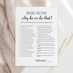 Traditions de mariage avec carte de jeu de réponse