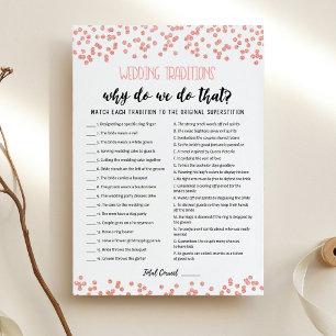 Traditions de mariage avec carte de jeu de réponse