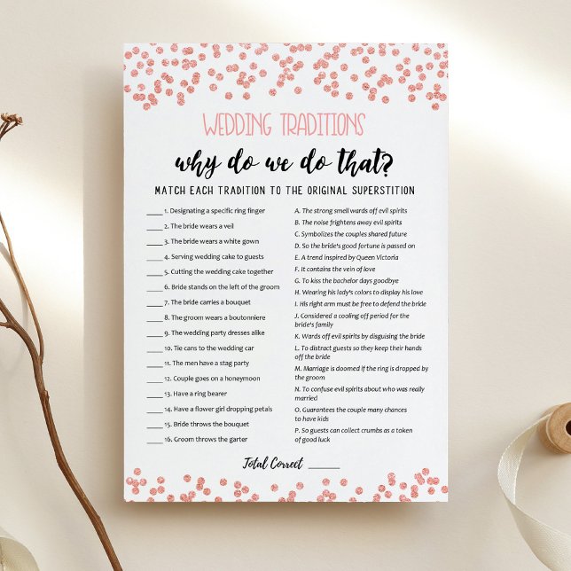 Traditions de mariage avec carte de jeu de réponse (Créateur téléchargé)