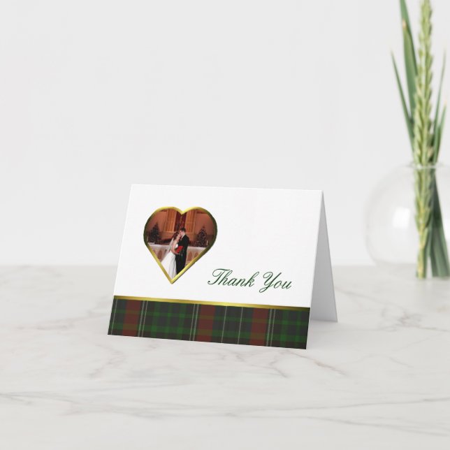 Traditonal Stuart Plaid Heart Photo Carte de remer (Devant)