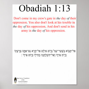 Traduction Open Source Obadiah 1:13 Affiche