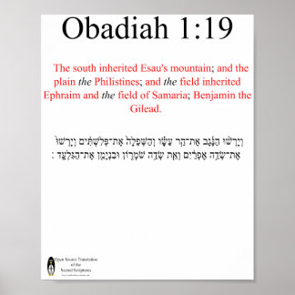 Traduction Open Source Obadiah 1:19 Affiche