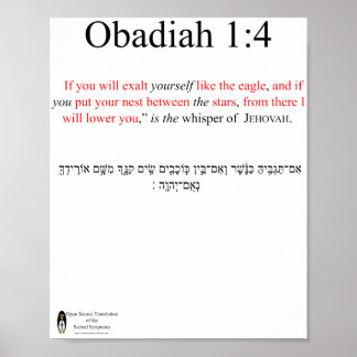 Traduction Open Source Obadiah 1:4 Affiche