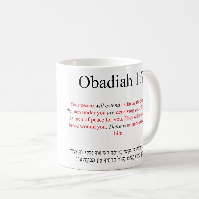 Traduction Open Source Obadiah 1:7 Mug (Devant droit)