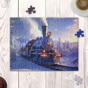 Train à vapeur d'hiver Locomotive Puzzle de Noël