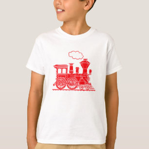 Train à vapeur rouge sur t-shirt léger
