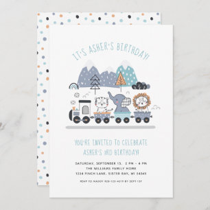 Train animal mignon Invitation fête d'anniversaire