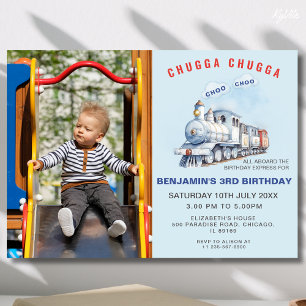 Train Anniversaire Photo Invitation Chugga Chugga
