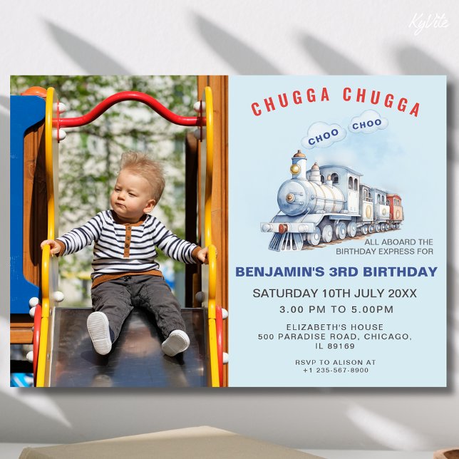Train Anniversaire Photo Invitation Chugga Chugga  (Créateur téléchargé)