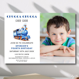 Train Anniversaire Photo Invitation Train
