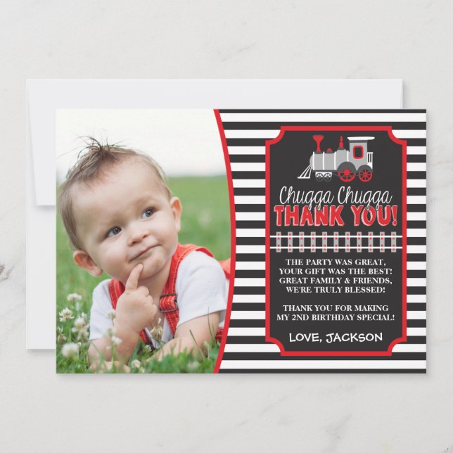 Train Birthday Carte de remerciements avec envelop (Devant)