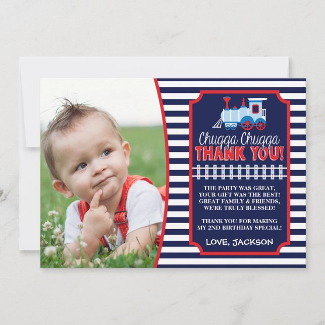 Train Birthday Carte de remerciements avec envelop (Devant)