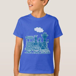 Train bleu de locomotive à vapeur "votre" T-shirt