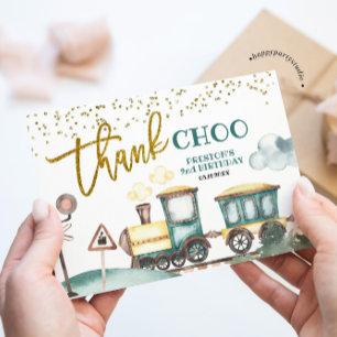 Train Boy 2e Carte de remerciements d'anniversaire