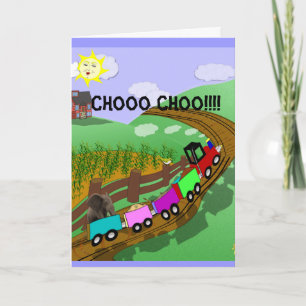 Train carte d'anniversaire pour enfant - customise