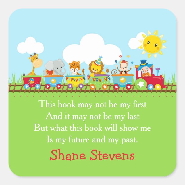 Train de cirque animal mignon en Sticker plaque ro (Devant)