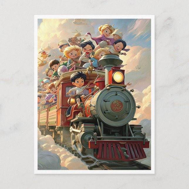 Train de jouet magique. Carte postale (Devant)