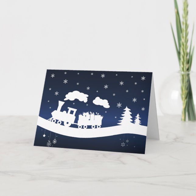 Train de Noël avec Cadeaux Carte de voeux (Devant)