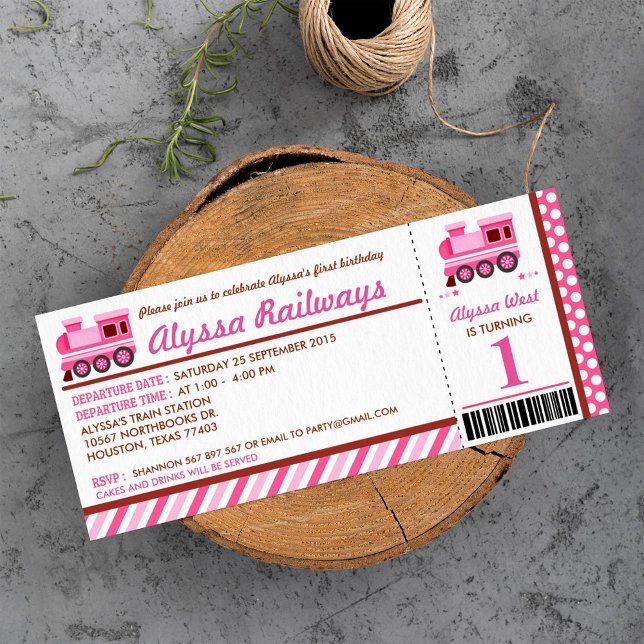 Train Embarquement Pass Invitation de fête d'anniv (Créateur téléchargé)