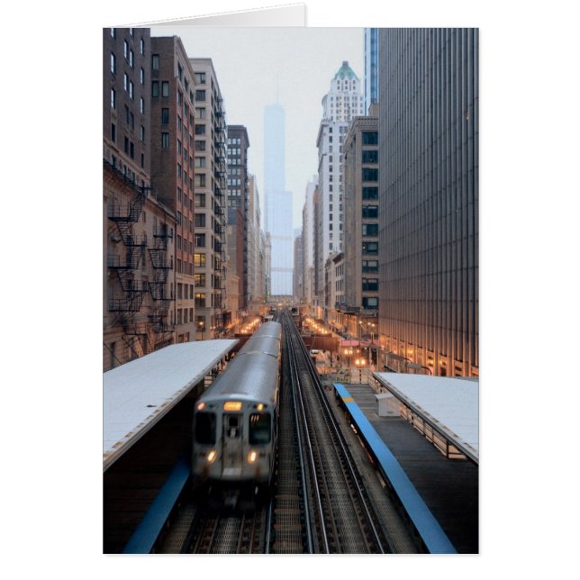 Train en hauteur dans le centre-ville de Chicago s (Devant)