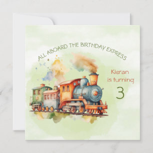 Train Engine Boy 3e. Invitation d'anniversaire