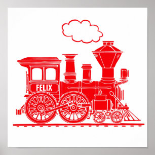 Train graphique rouge décoration personnalisée pou