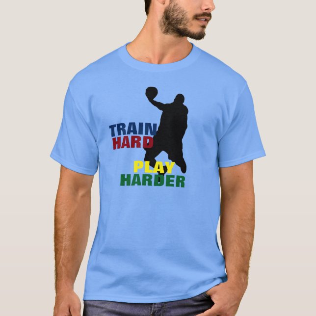 Train gris Dur Jouer Harder T-Shirt Basketball (Devant)