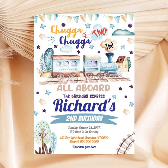 Train Invitation Anniversaire Chugga Chugga Deux D (Créateur téléchargé)