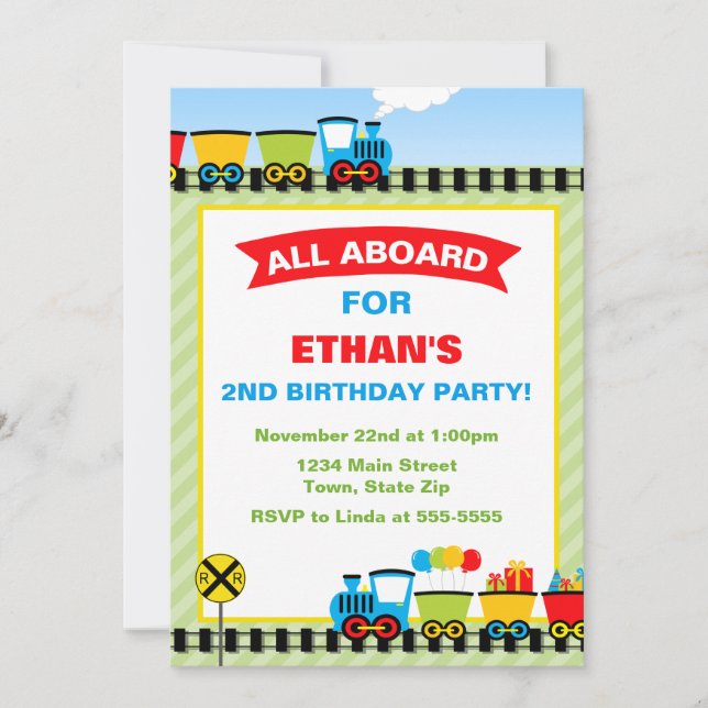 Train Invitation d'anniversaire 5x7 Carte photo (Devant)
