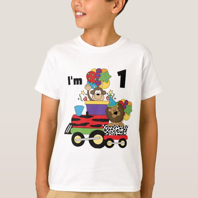 Train Jungle 1er Anniversaire T-shirts et cadeaux (Devant)