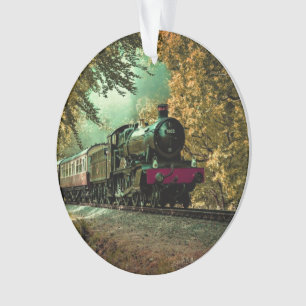 Train Locomotive Rétro Vintage Feuilles d'Automne