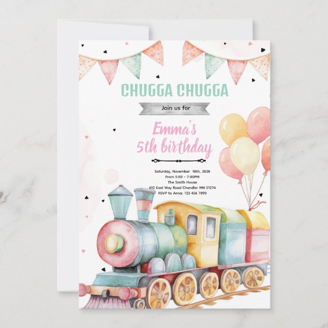 Train party girl invitation (Devant)