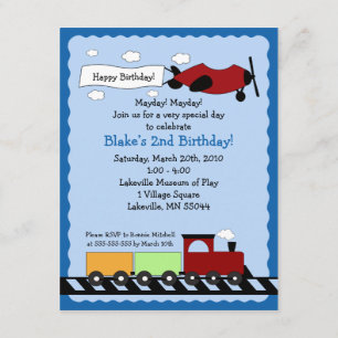 Train & Plane 4x5 mignonne invitation à l'annivers