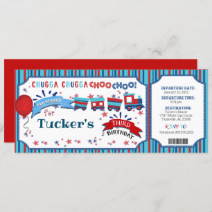 Train Ticket Toddler Anniversaire Fête Invitation