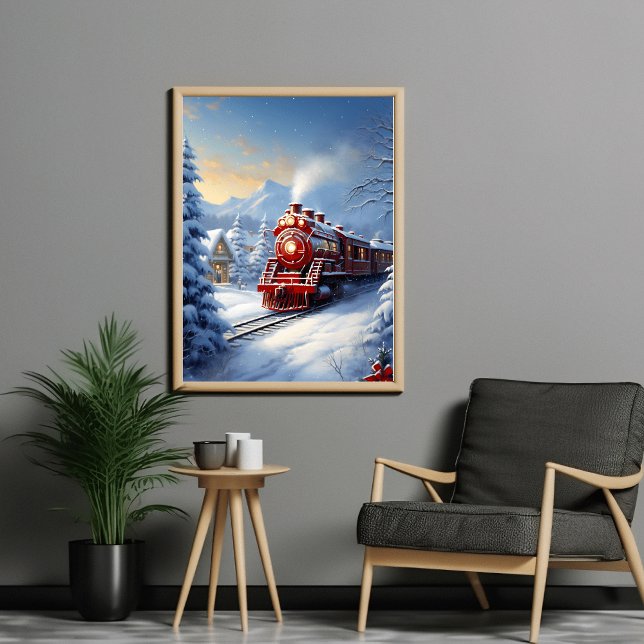 train traversant une affiche de paysage hivernal (Créateur téléchargé)