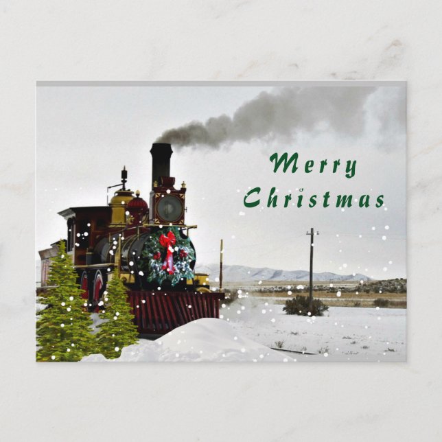 Train vintage en neige / Joyeuse carte postale de  (Devant)