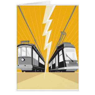 Train vintage et moderne de tram de tramway