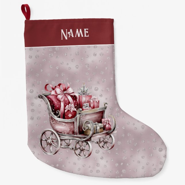 Traîneau de Noël avec des cadeaux Chaussette de fê (Devant)