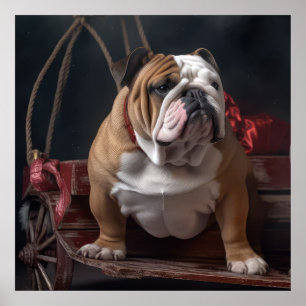 Traîneau enneigé Bulldog décoration de Noël