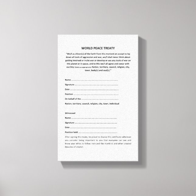 Traité de paix mondial de Keshe sur la toile (Recto)