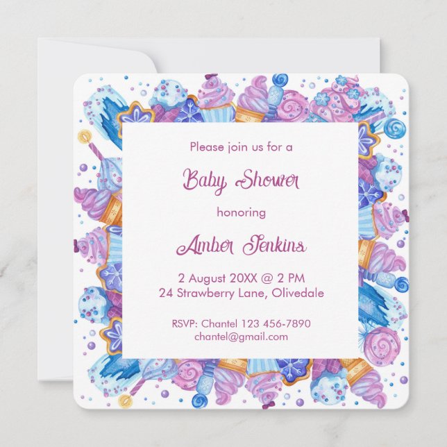 Traitements congelés Pink Baby Sprinkle Invitation (Devant)