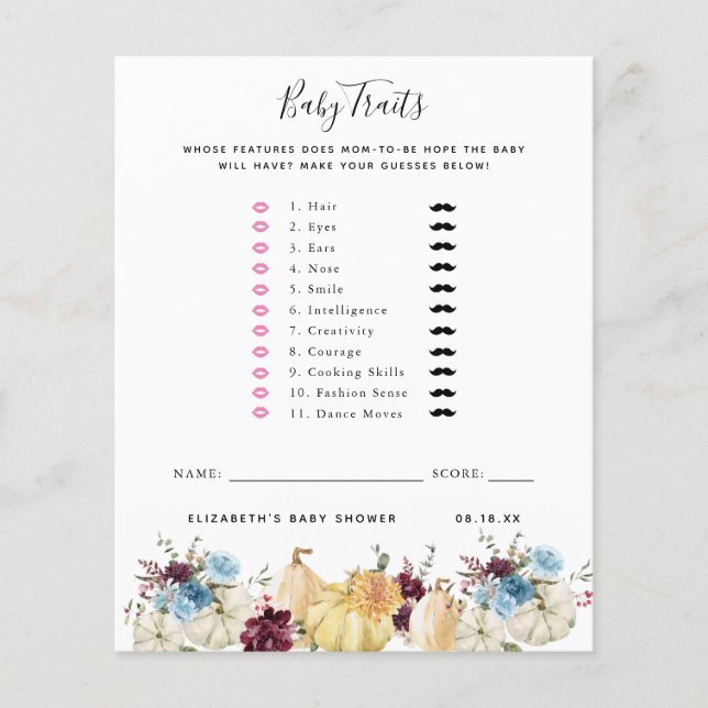 Traits de bébé | Jeu de Baby Shower (Devant)