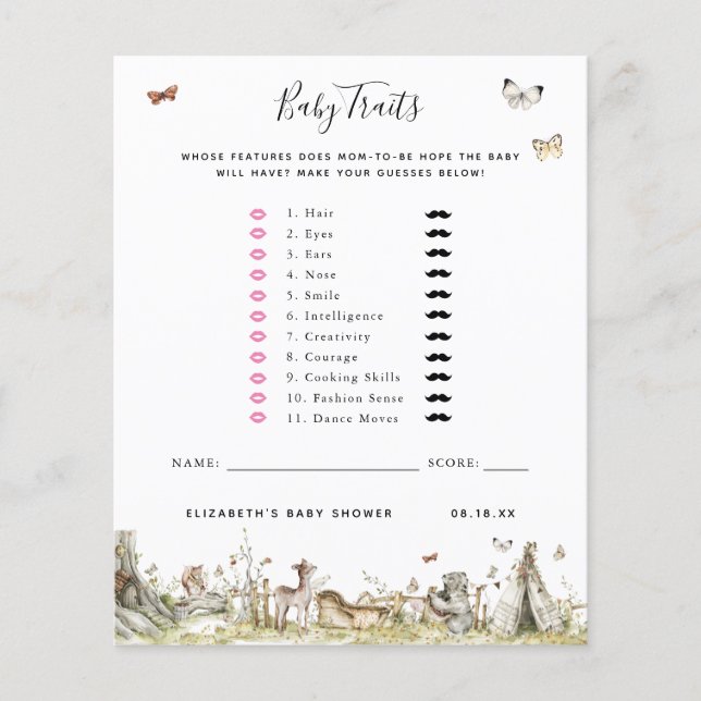 Traits de bébé | Jeu de Baby Shower (Devant)