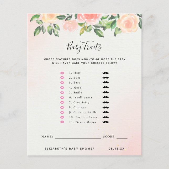 Traits de bébé | Jeu de Baby Shower (Devant)