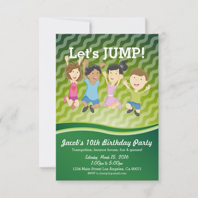 Trampoline Anniversaire Fête Invitation (Devant)