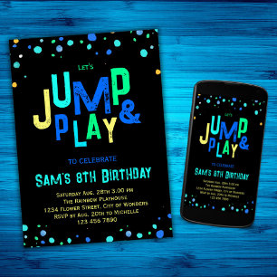 Trampoline Anniversaire Invitation Jump Play Party