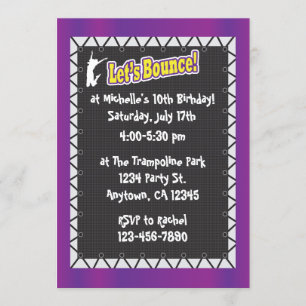 Trampoline Anniversaire Invitation Violet